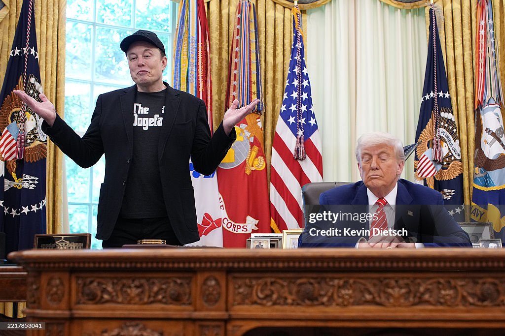Elon Musk and Donald Trump in Oval Office learn how to analyze any investment. AI market forecasting shows trends for real estate leads.